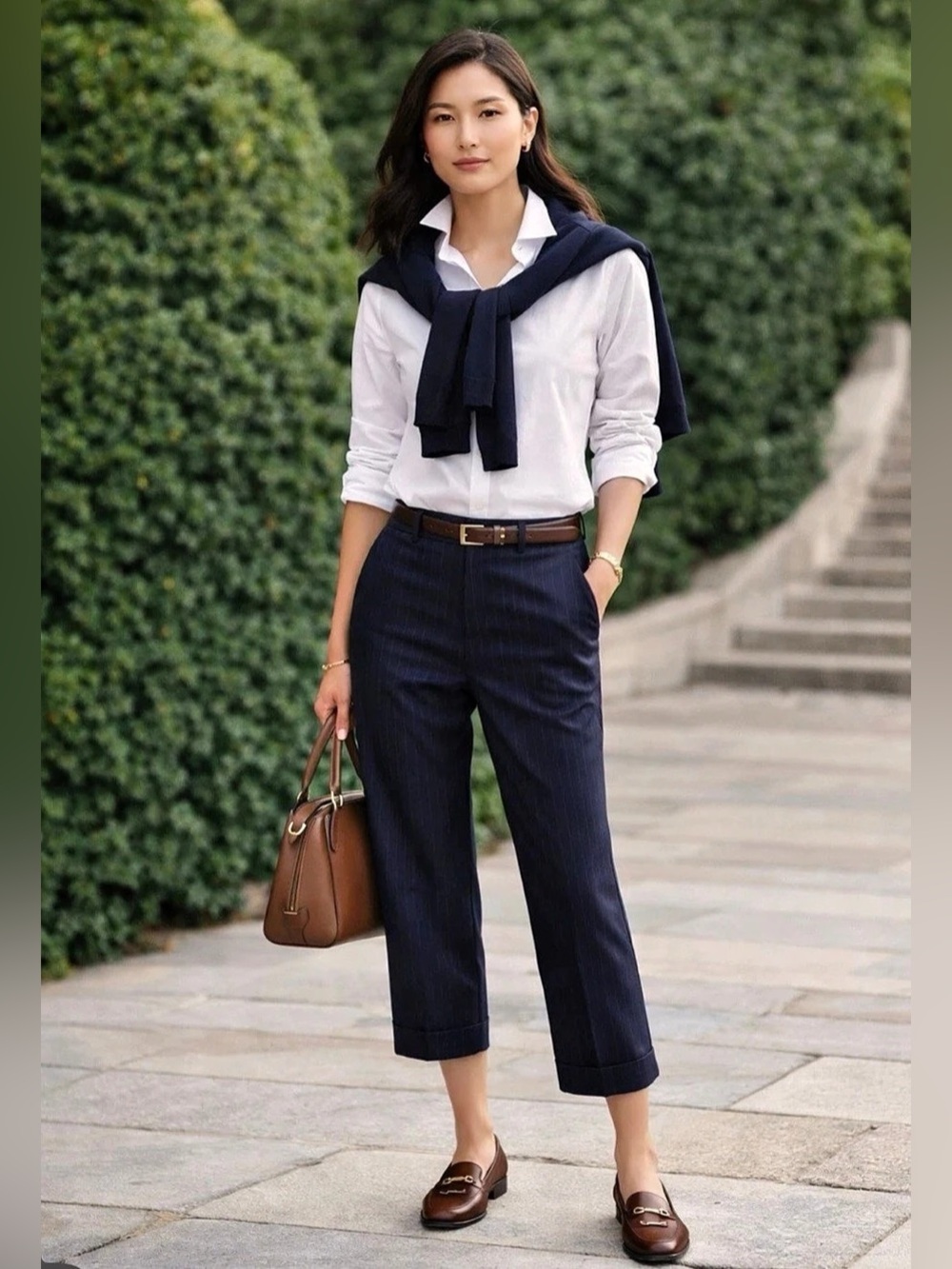 Club Monaco Wool Pinstripe Cropped Pants